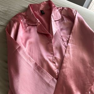 Fashion nova pink satin blouse- oversized fit